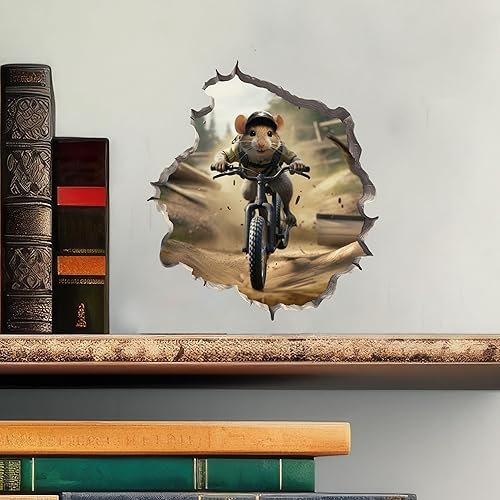 Miniatura 2 de Adhesivo de pared 3D con agujero de ratón para ciclismo de montaña