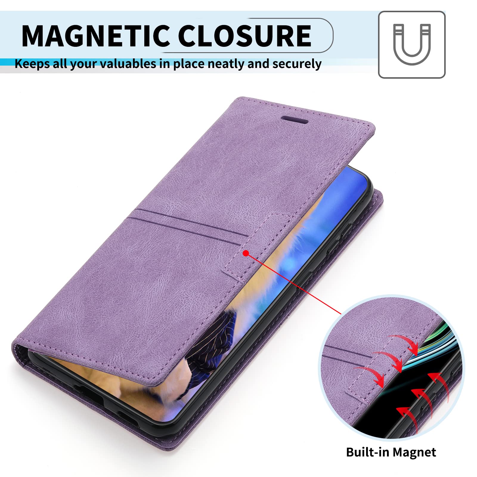 Custodia Portafoglio Per Motorola Moto G9 Power – Lucky Flower – Pelle PU Grigia Con Mandala – Cavalletto - 5