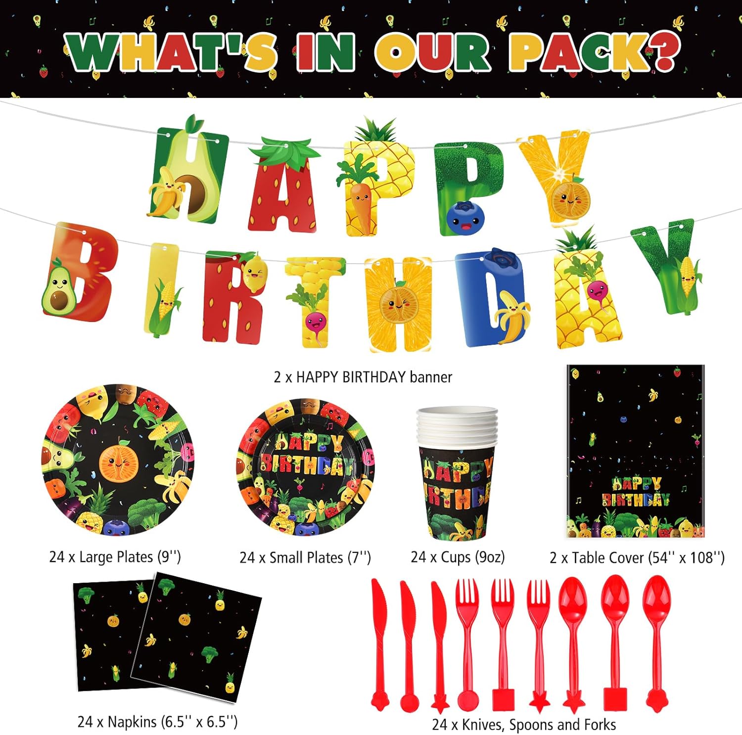 Zhehao 172 PCS Dancing Fruit Party Decorations Include Fruit Birthday Tableware Set Fruit Theme Banner Summer Fruit Party Tablecloths for Dancing Fruit 1st Birthday Baby Shower Party Supplies Decor