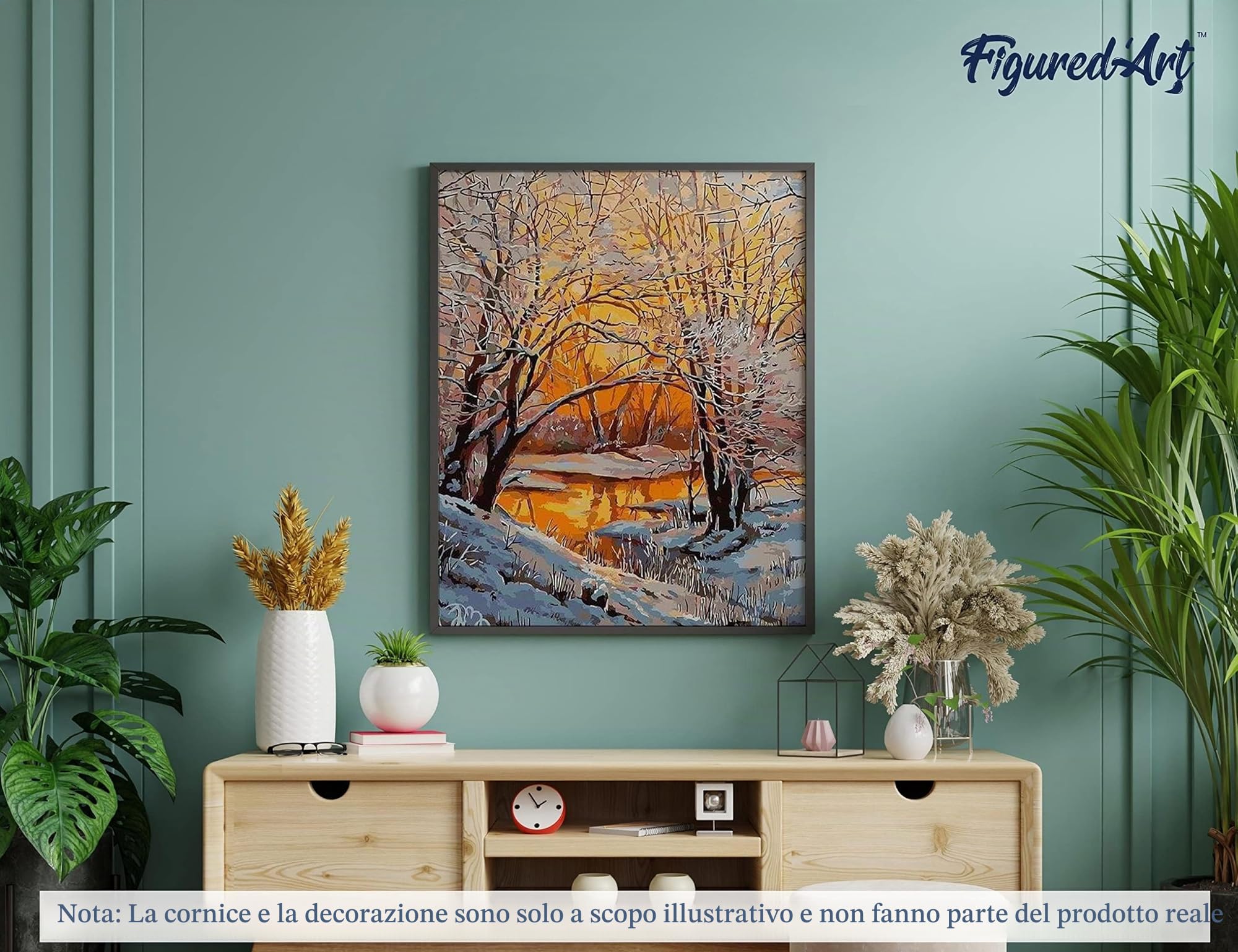 Figured'Art Dipingere con i Numeri - Paint by Numbers Aria Fresca Nella Foresta Invernale, Passatempo per Adulti, Kit Completo, Hobby Creativi - Quadri fai da te 40x50cm senza cornice