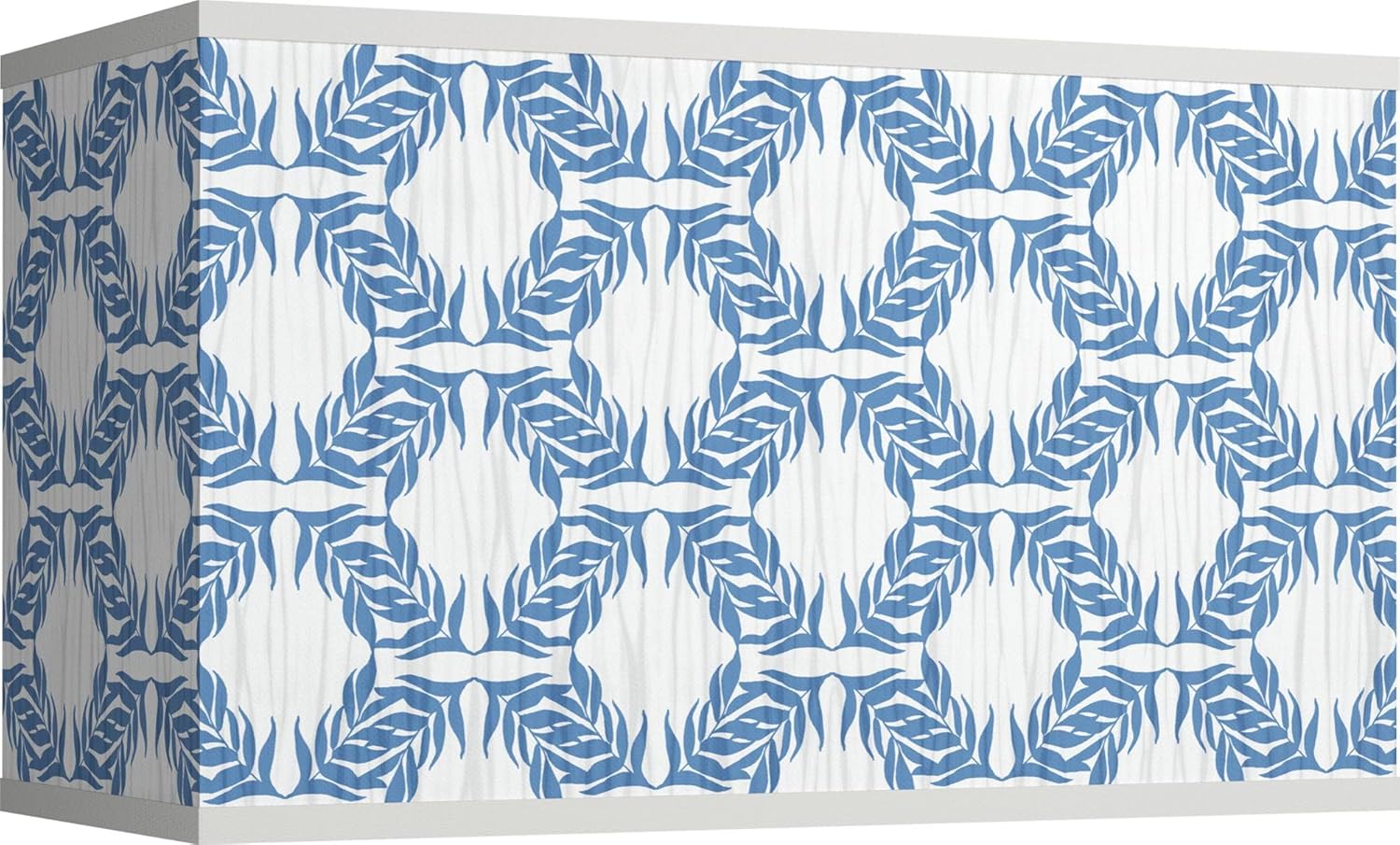 Leaf Symmetry 17" Top x 17" Bottom x 8" Depth x 10" High Hand Crafted Print Lamp Shade (Pre-Assembled) Replacement Large Blue White Rectangle Coastal Country Pattern Spider Harp Finial - Giclee Glow