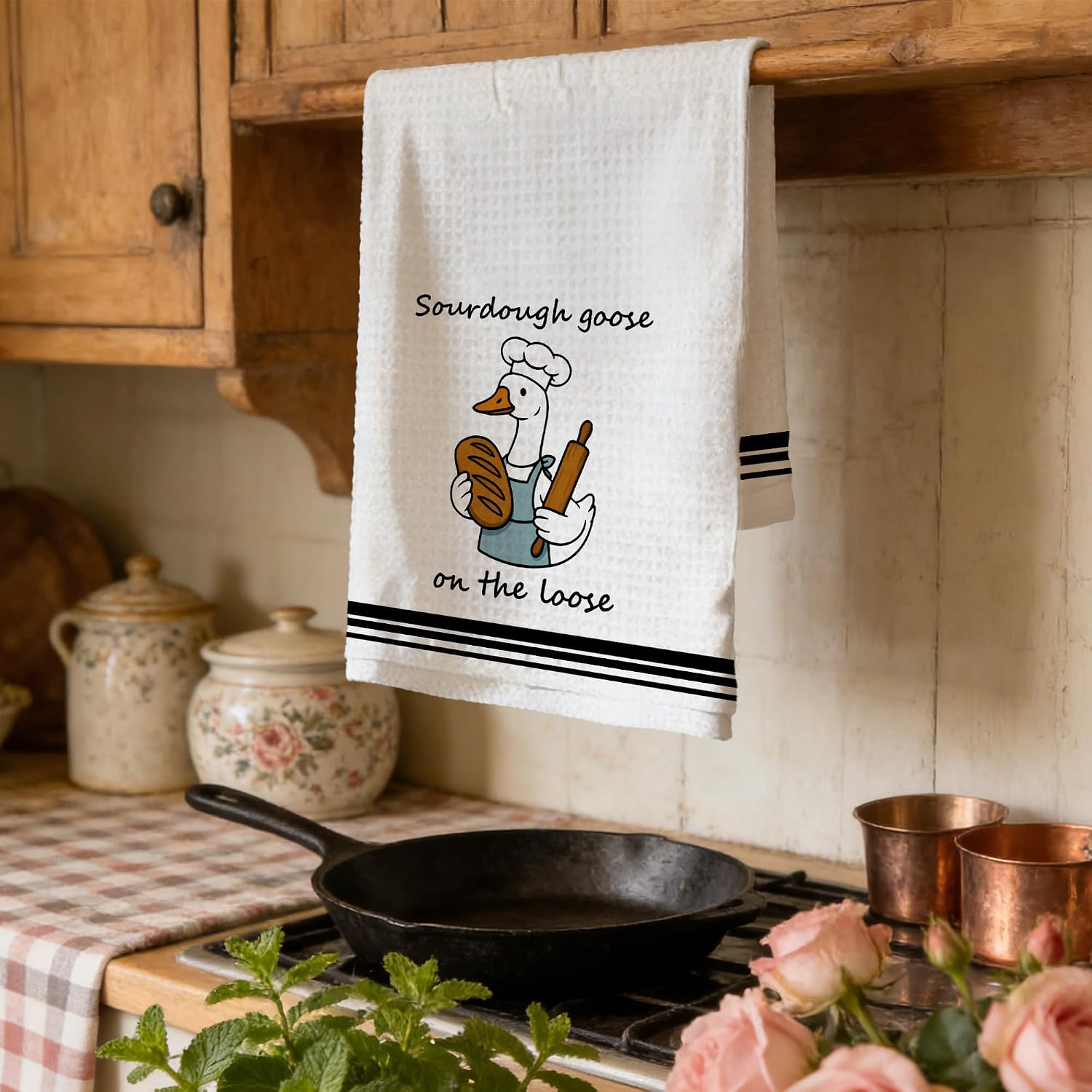 Sourdough Goose Chef Baking Kitchen Towels, Gifts for Sourdough Bread Bakers, Funny Goose Gifts Decorative Dish Tea Hand Towels for Kitchen Bakery, 16x24 Inch