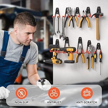 Garage Hooks, Anti-Slip Heavy Duty Wall Mount Hooks, 42-Pack
