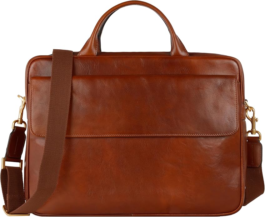 Time Machine leather briefcase for executives with trolley strap