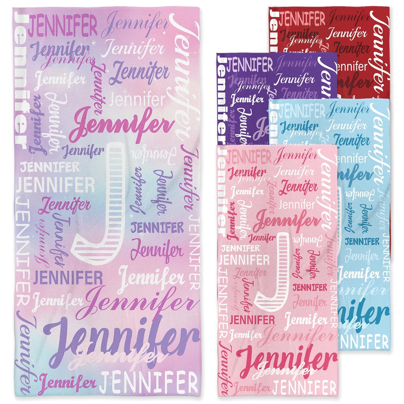 Infiher Personalised Beach Towels for Kids,Custom Monogram Beach Towels with Name,Customised Kids 280gsm-420gsm Thick Soft Absorbent Monogrammed Towels for Swim,Bath,Pool,Vacation,Gifts(27 Colors) — image 1