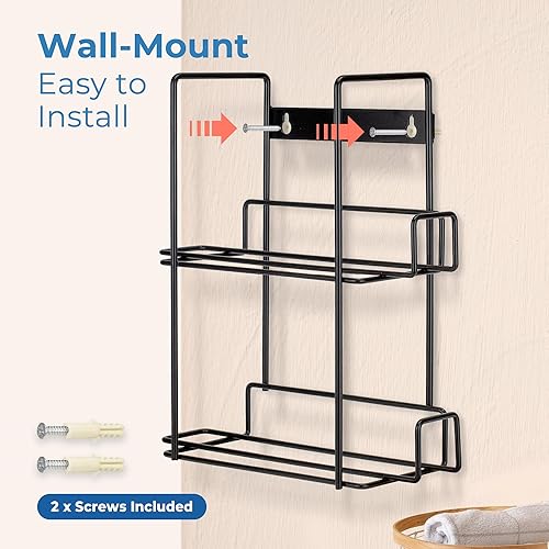 Miniatura 4 de FMP Brands Soporte doble para guantes para montaje en pared, soporte de caja de guantes desechables para servilletas, organizador de metal duradero