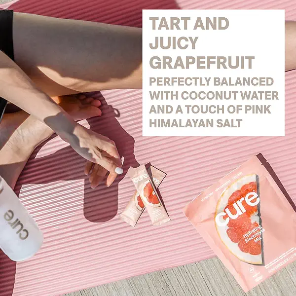Cure Hydration - Electrolyte Drink Powder Grapefruit 8 Packets | Plant-Based Dehydration Relief Mix Made with Coconut Water, No Added Sugar, Vegan, Non-GMO, Gluten Free, FSA-HSA Eligible 5