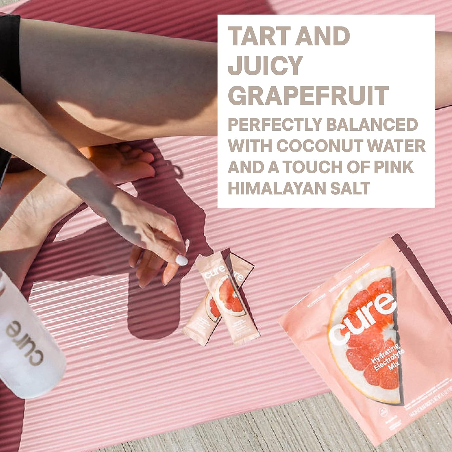 Cure Hydrating Electrolyte Mix | Electrolyte Powder for Dehydration Relief | Made with Coconut Water | No Added Sugar | Vegan | Paleo Friendly | Box of 84 Hydration Packets - Grapefruit
