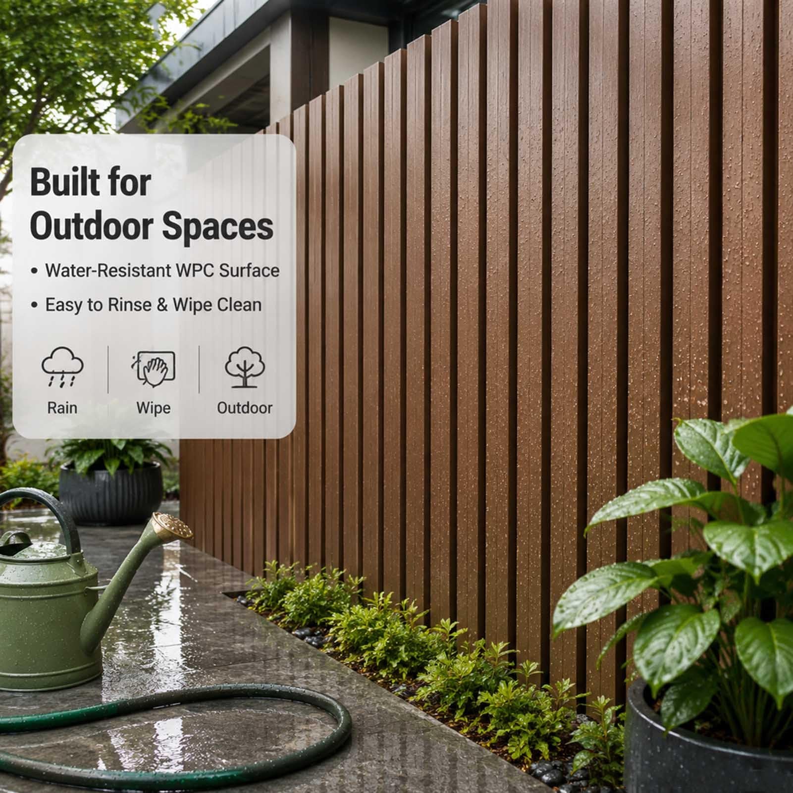 Paneles Pared 3D Efecto Madera para Exteriores Revestimiento Decorativo Lamas WPC Impermeable Ideal para Patios Jardines — Cero Mantenimiento 20 Cm Ancho(20x50cm/7.87 X19.69IN)