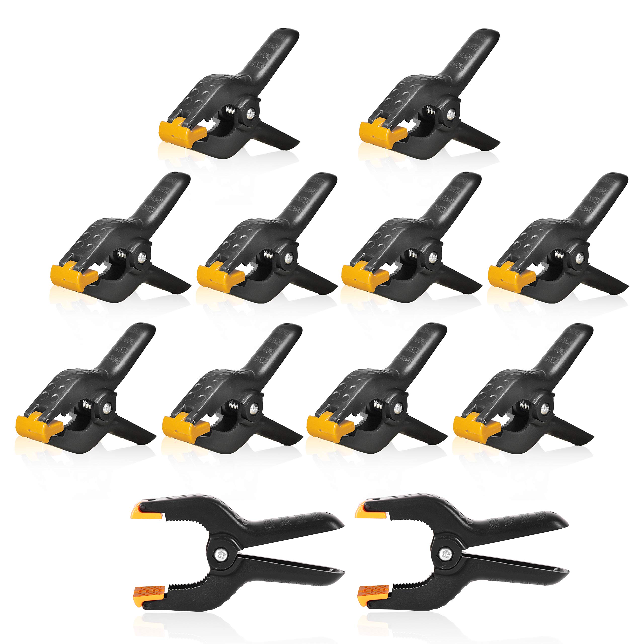 EMART Spring Clamps 12 Pack, Heavy Duty Photography Backdrop Clips 4.5 inch for Photo Booth, Muslin, Paper, Photographic Background Support, Studio-Yellow