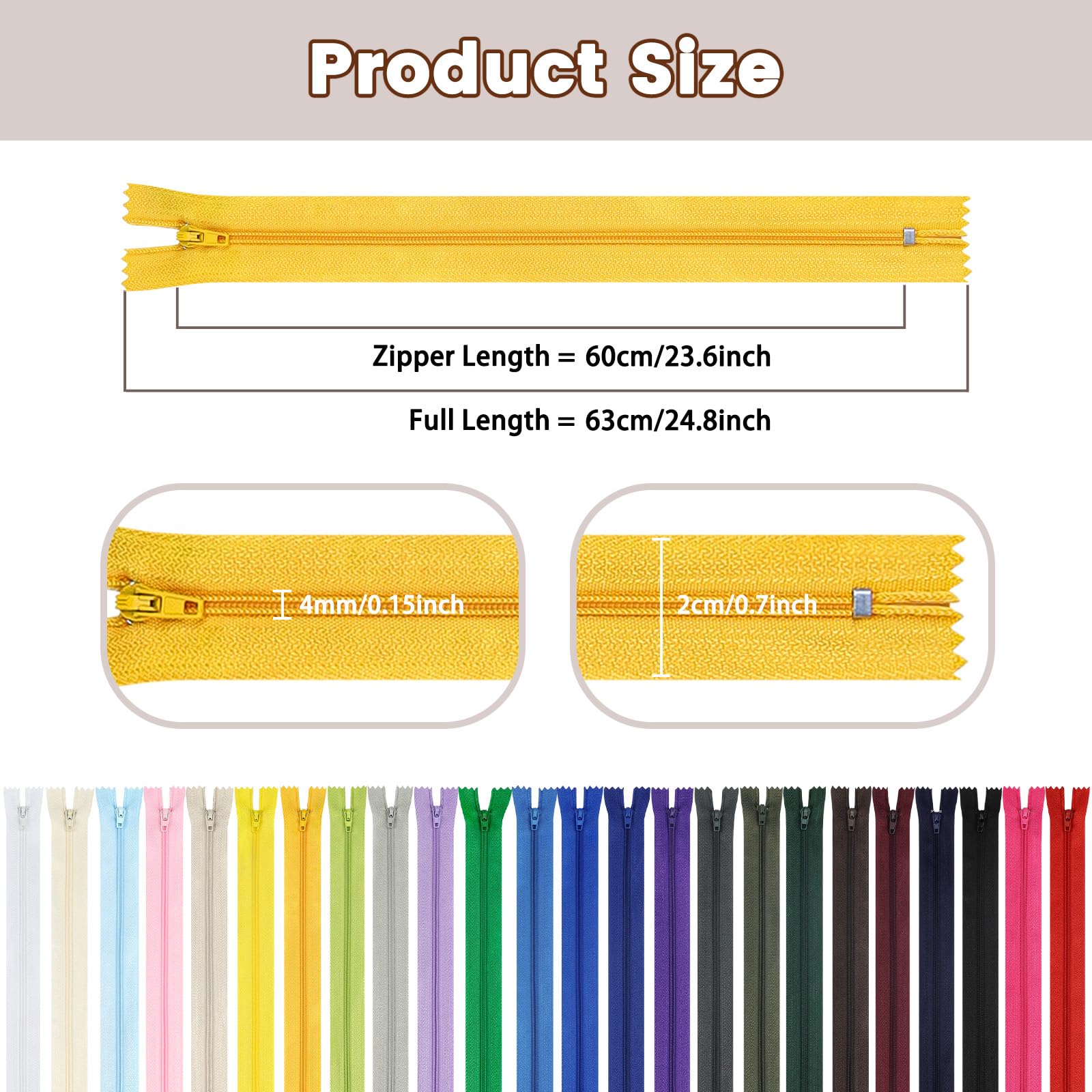 Set 72 Cerniere Nylon Multicolore - Chiusure Lampo Per Cucito, Borse, Vestiti, 20 Cm, Testa Metallo - Foto 11