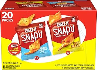 Cheez-It Snap'd Cheese Cracker Chips, Thin Crisps, Lunch Snacks, Variety Pack, 15oz Box (20 Packs)