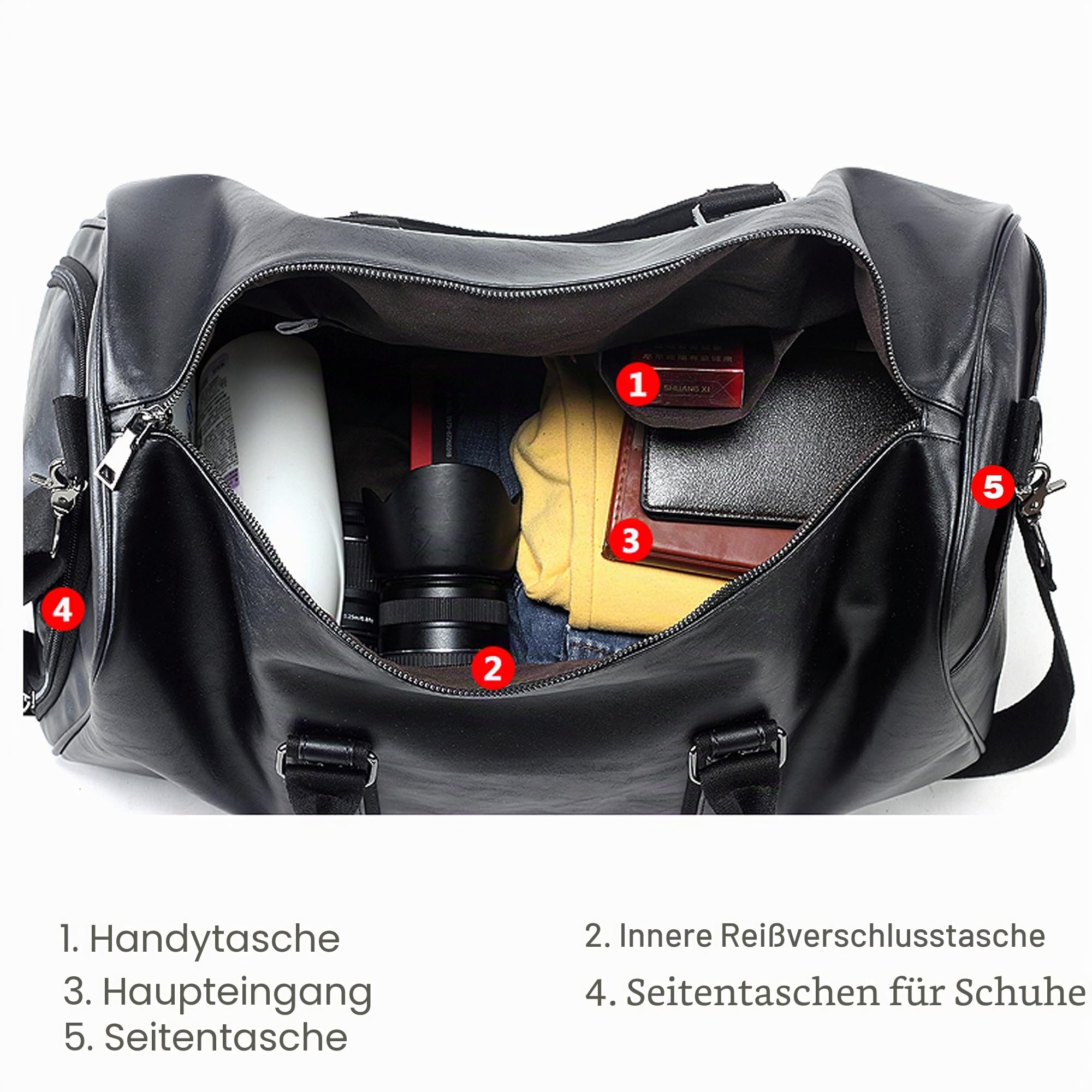 seyfocnia Reisetaschen Herren PU-Leder Wasserdicht Weekender Tasche Großen Kapazität Reisetasche Unisex Vintage Handgepäck Bag