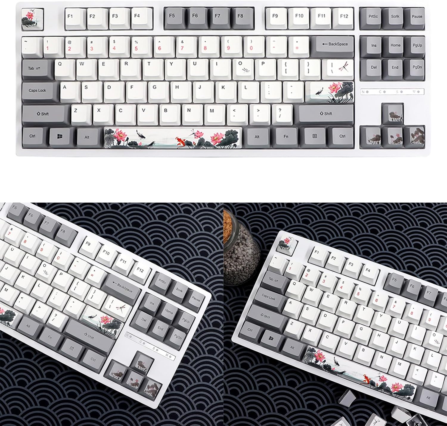 118 OEM Height Fish Themed Keycaps 5 Sides Dye Sublimation for Gaming Mechanical Keyboard Keycap Replace Compatible Keyboard Caps
