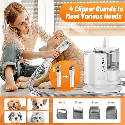Miniatura 5 de Kit de aseo para perros y succión al vacío 99% pelo de mascotas, taza de polvo de 1.5L, aspiradora de pelo de perro, cortaúñas con 6 herramientas de