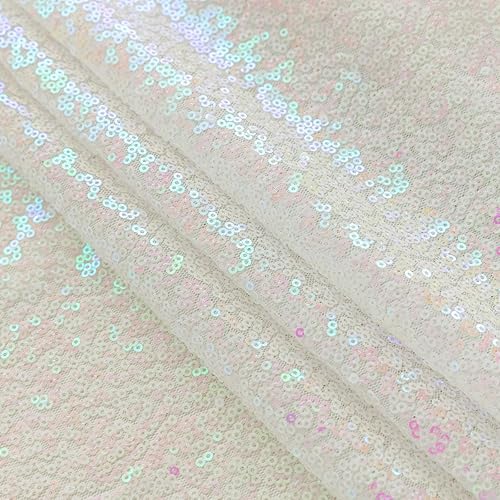 Miniatura 8 de Cortina de telón de fondo de lentejuelas iridiscentes blancas, 4 paneles de 2 x 8 pies, con purpurina blanca iridiscente, telón de fondo brillante