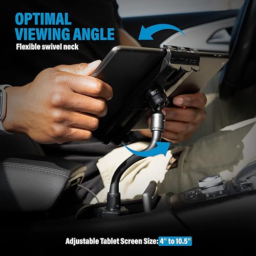 Miniatura 5 de Portavasos para automóvil, soporte para teléfono 2 en 1, soporte para tableta y soporte para teléfono para automóvil con base ajustable, soporte