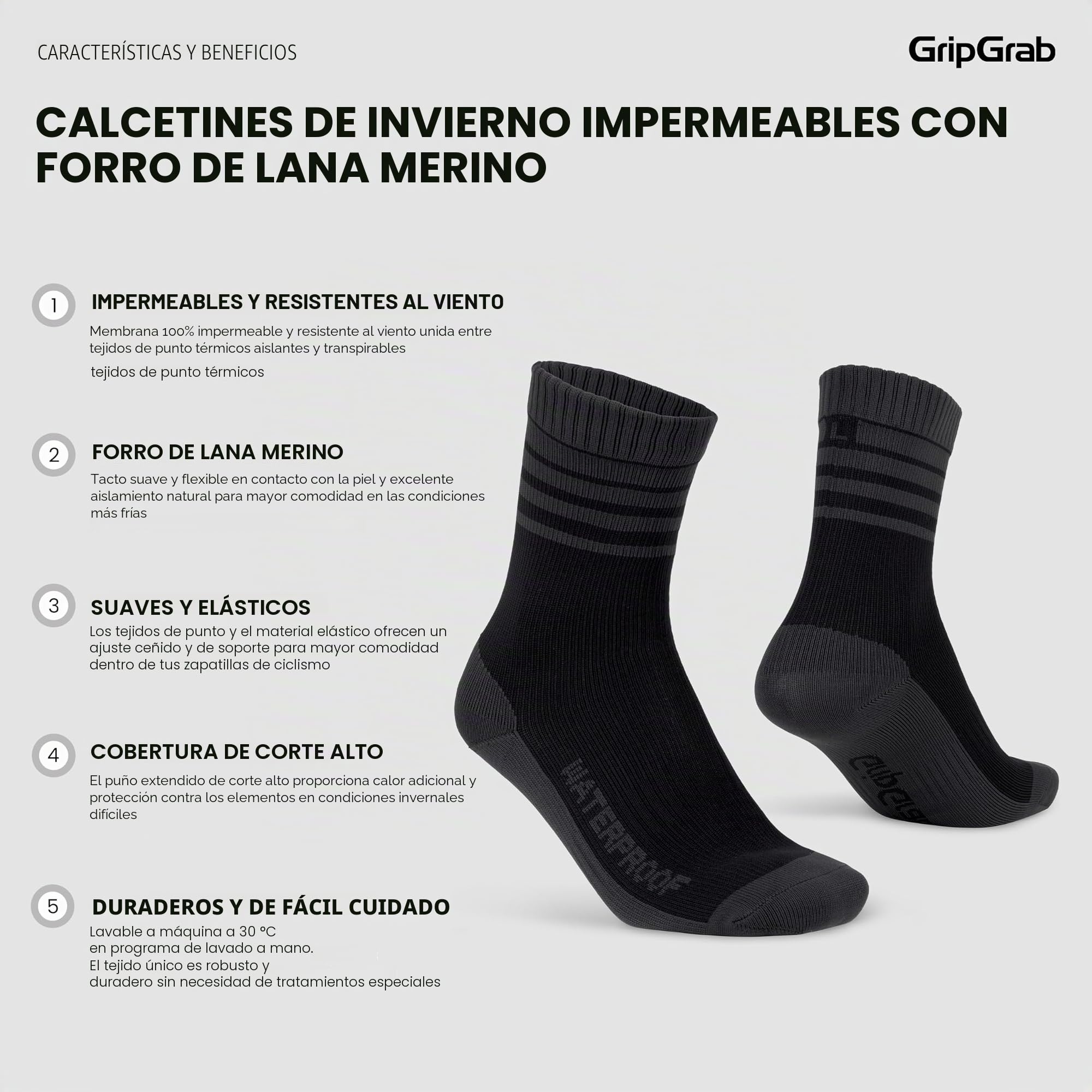 GripGrab Gripgrab Calcetines de Ciclismo Invierno Lana Merino Térmicos Impermeables Calcetines Invierno Aislantes Lluvia Unisex Calcetines Ciclismo Unisex adulto (Pack de 1)