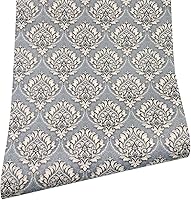 Vista 13 de Paquete de 2 revestimientos para estantes para armarios de cocina, armarios, fáciles de limpiar, autoadhesivos, papel tapiz de damasco verde