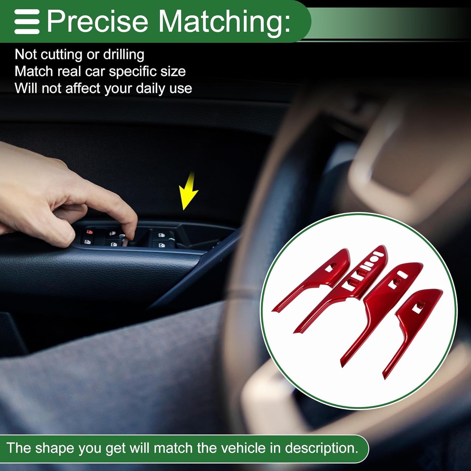 Window Lift Switch Panel Trim Cover for Honda Civic 2016-2019 Front Rear Car Door Window Control Button Interior Accessories Red