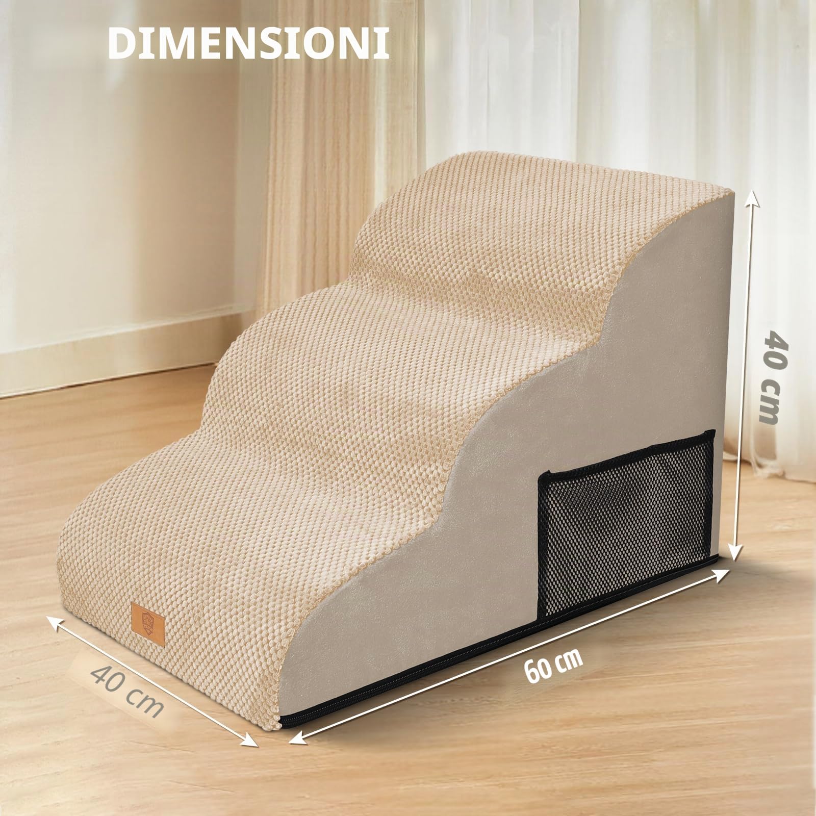 Zvonema Scala per cani di piccola taglia, impermeabile, per cani, profilassi delle lesioni, spugna di alta qualità, antiscivolo, lavabile, per divano letto, beige
