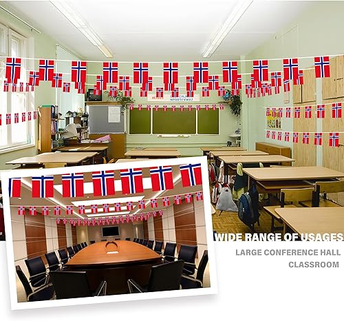 Miniatura 2 de Banderín de bandera de Noruega, mini banderas noruegas Nordmann banderines, decoración nacional de país para escuela, fiesta, eventos deportivos,