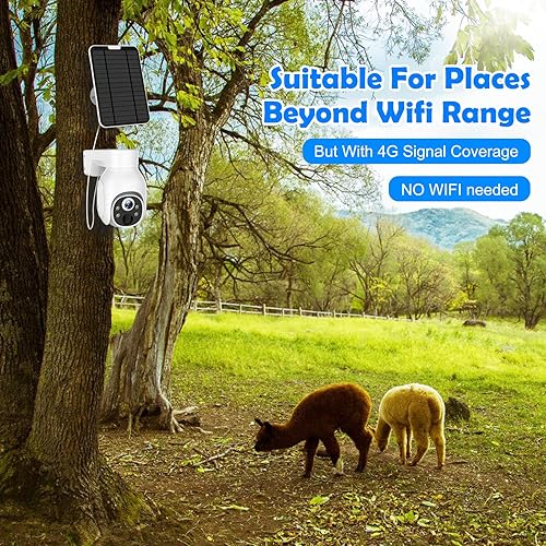 Miniatura 2 de UPULTRA Cámara de seguridad celular 4G LTE inalámbrica para exteriores, sin WiFi con energía solar, visión nocturna a color HD 2K, detección humana