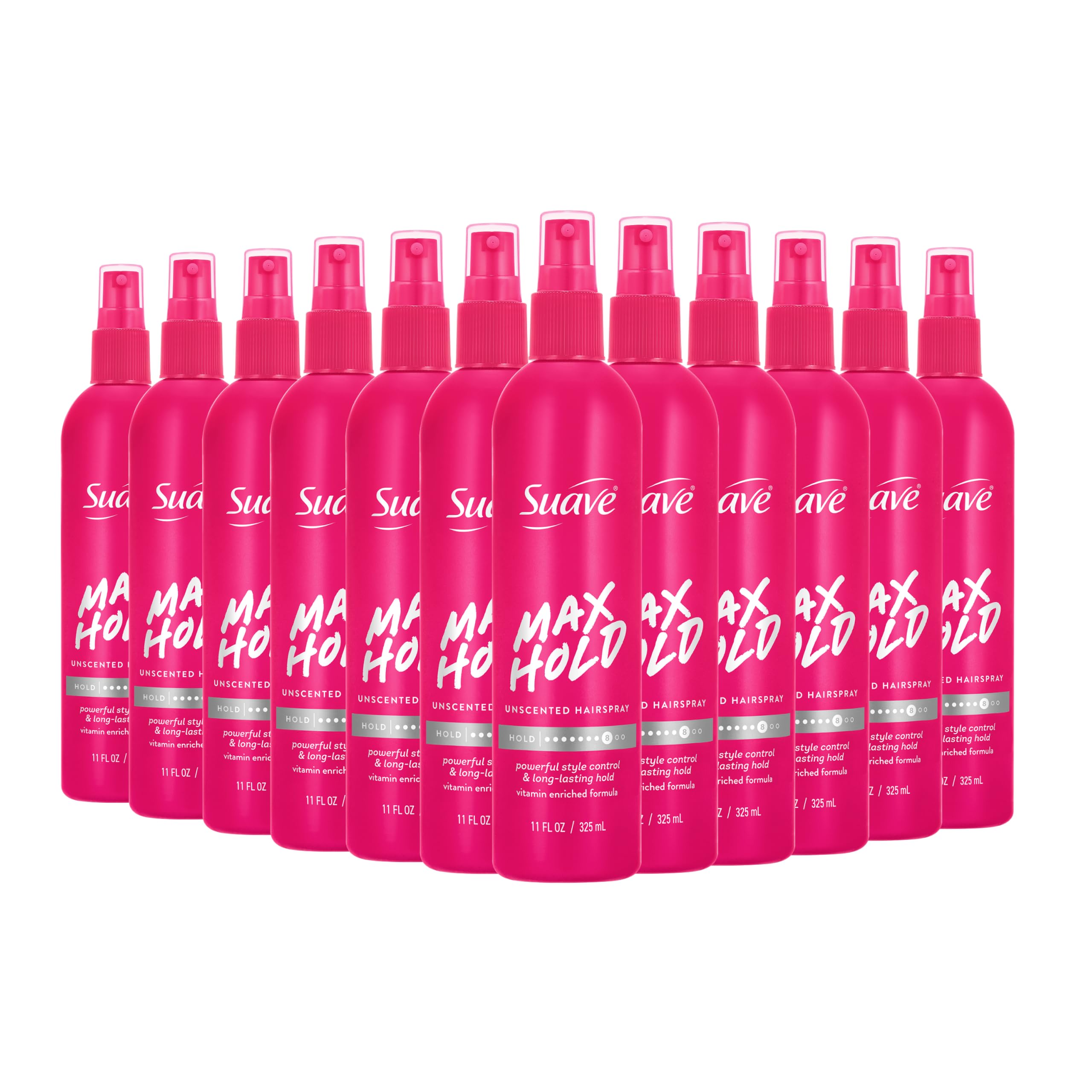 Suave Max Hold Non-Aerosol Hairspray, Vitamin-Enriched, 11 fl oz, 12-Pack