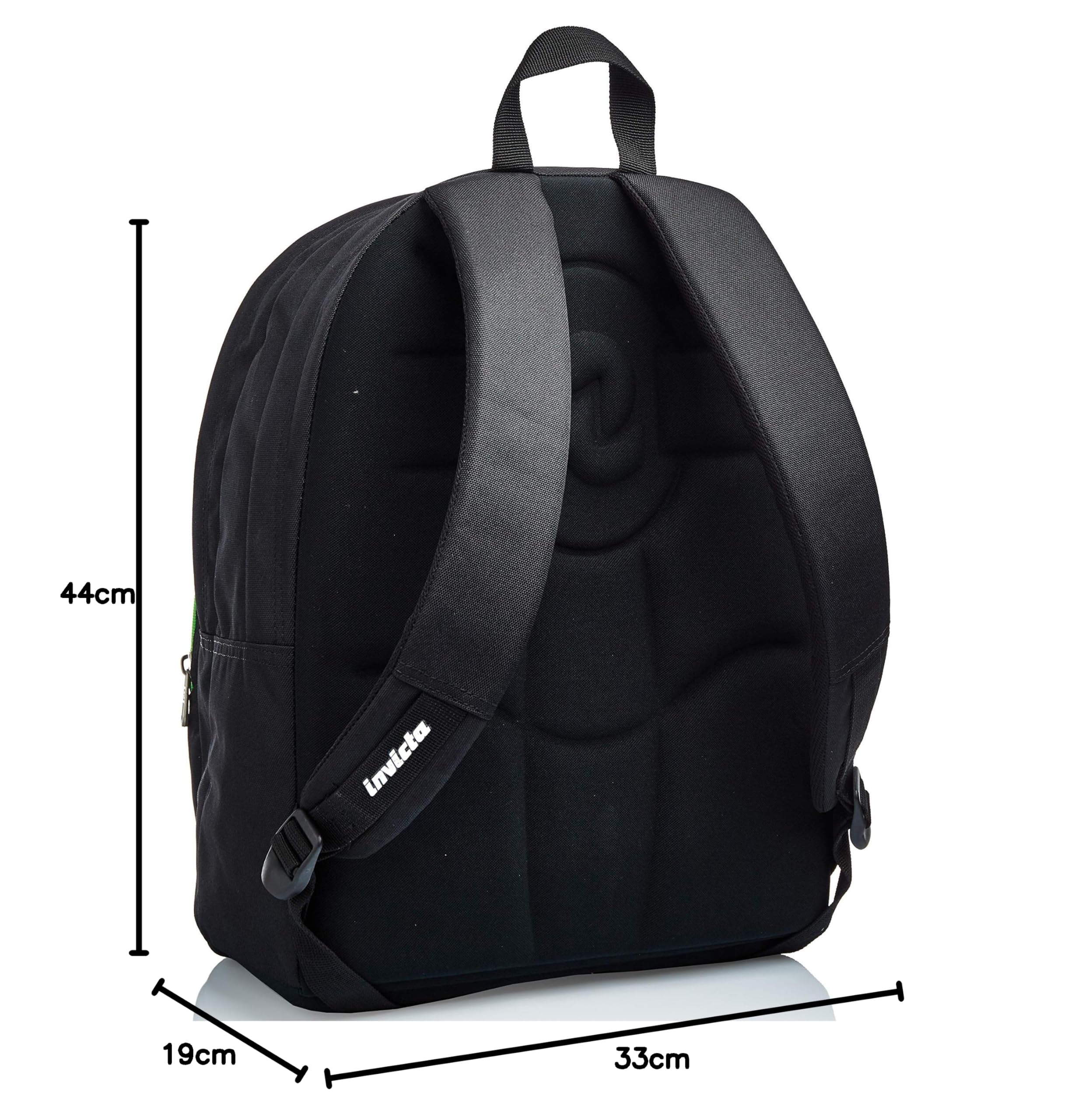 Invicta Backpack, Format KUPANG Knapsack Book Bag, One Size for Teen, Girls&Boys, Large Capacity, For School, Sport & Free Time, Italian Design, black