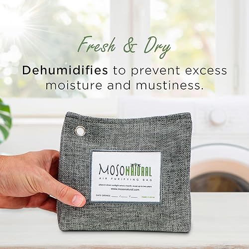 Miniatura 8 de Moso Natural Bolsa purificadora de aire de 10.58 oz. Un eliminador de olores sin olor para armarios, baños, lavanderías, áreas de mascotas.