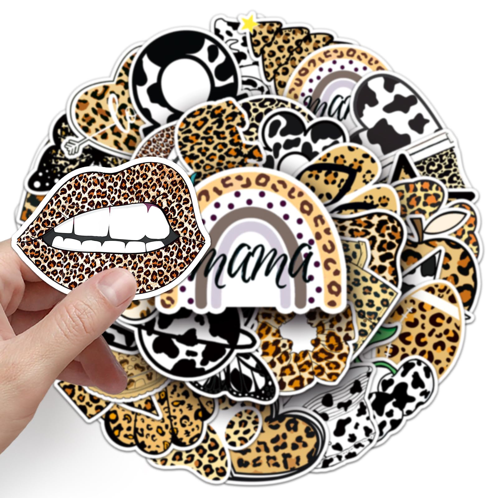 Lot De 50 Autocollants Colorés Guépard Pour Enfants, Adolescents Et Adultes, Autocollants Léopard, Autocollants En Vinyle Imperméable Pour Bouteille D'eau, Ordinateur Portable, Téléphone, Guitare