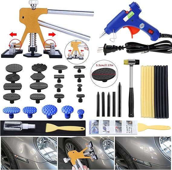 Gliston Auto Dent Puller Kit Adjustable Golden Dent Remover Tools Paintless Dent