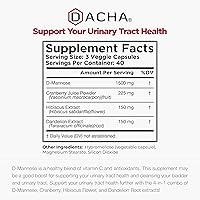 Vista 4 de Cápsulas naturales de D-manosa fórmula 4 en 1 - 120 CAPS, 1500 mg de arándano, diente de león, extracto de flor de hibisco, píldoras para apoyar
