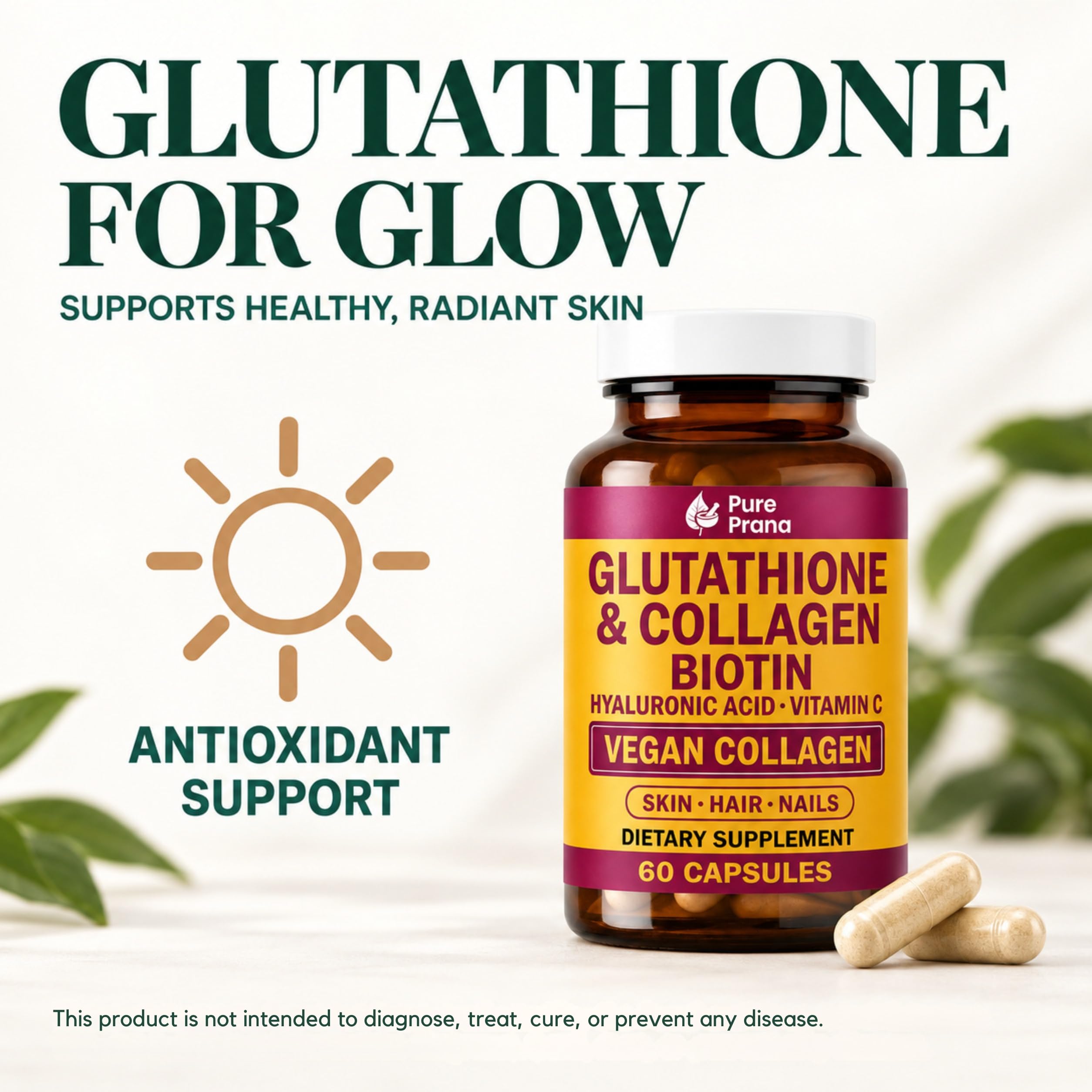 Pure Prana Glutathione and Vegan Collagen Builder, Biotin, Skin Hair Nails — Amazon image 7