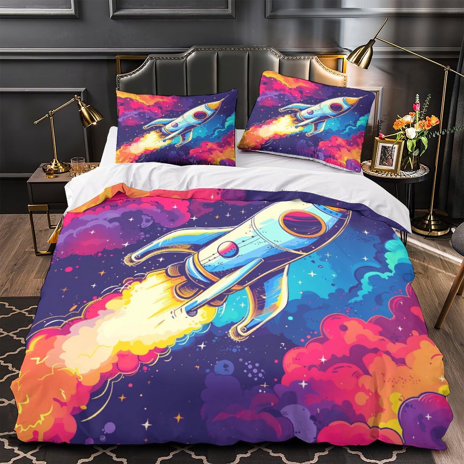 Housses de couettes Rocket 3D pour literie Super King respirante