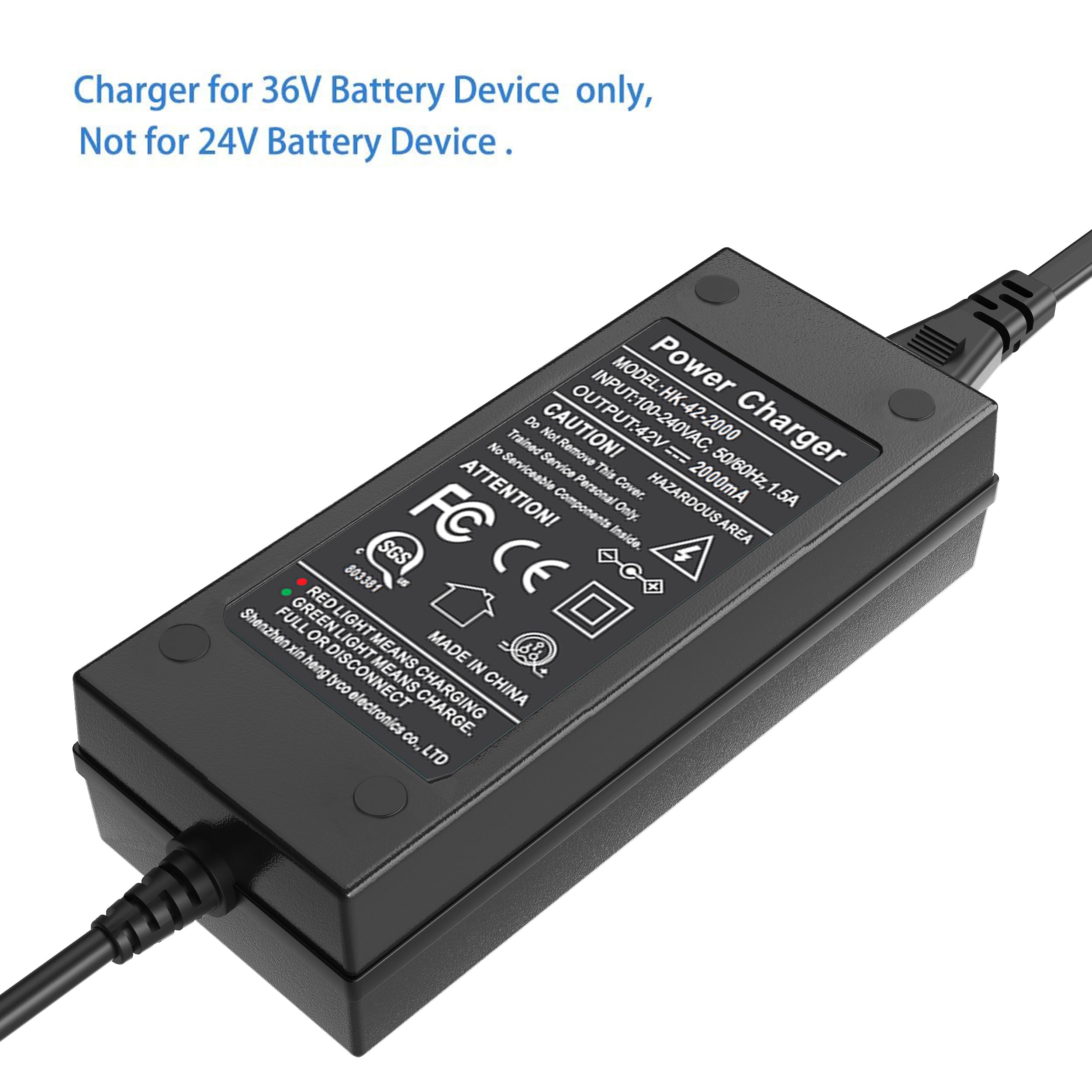 42 V 2 A Netzadapter PowerFast 3-Zinken-Inline-Anschluss für 36 V Sportmod, Pocket Mod Lithium-Akku, Lithium-Akku-Ladegerät.
