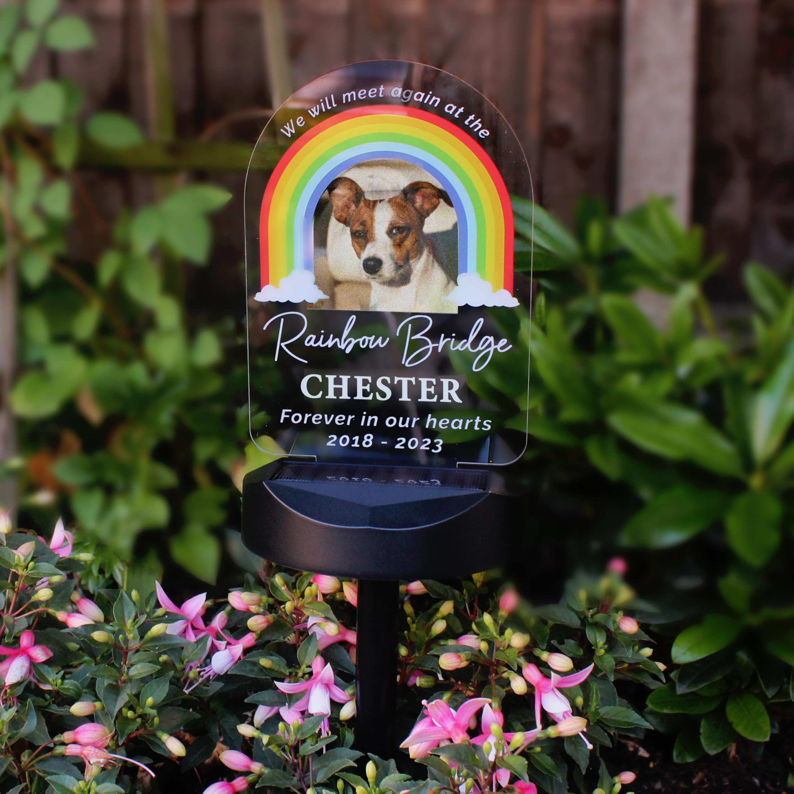 Rackhams Light Personalised Rainbow Bridge Pet Memorial Outdoor Solar