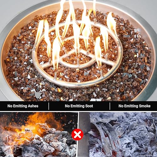Miniatura 184 de Skyflame 4.53 kg de vidrio resistente al fuego, de 1.27 cm, de brillo intenso para paisajismo de chimenea, lugar para fogatas, Platino reflectante