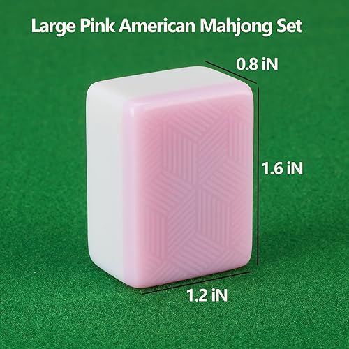 Miniatura 3 de YANMEIYA American Mahjong - Juego de 166 azulejos de mahjong rosa de primera calidad, juego grande de mahjong de 1.6 pulgadas