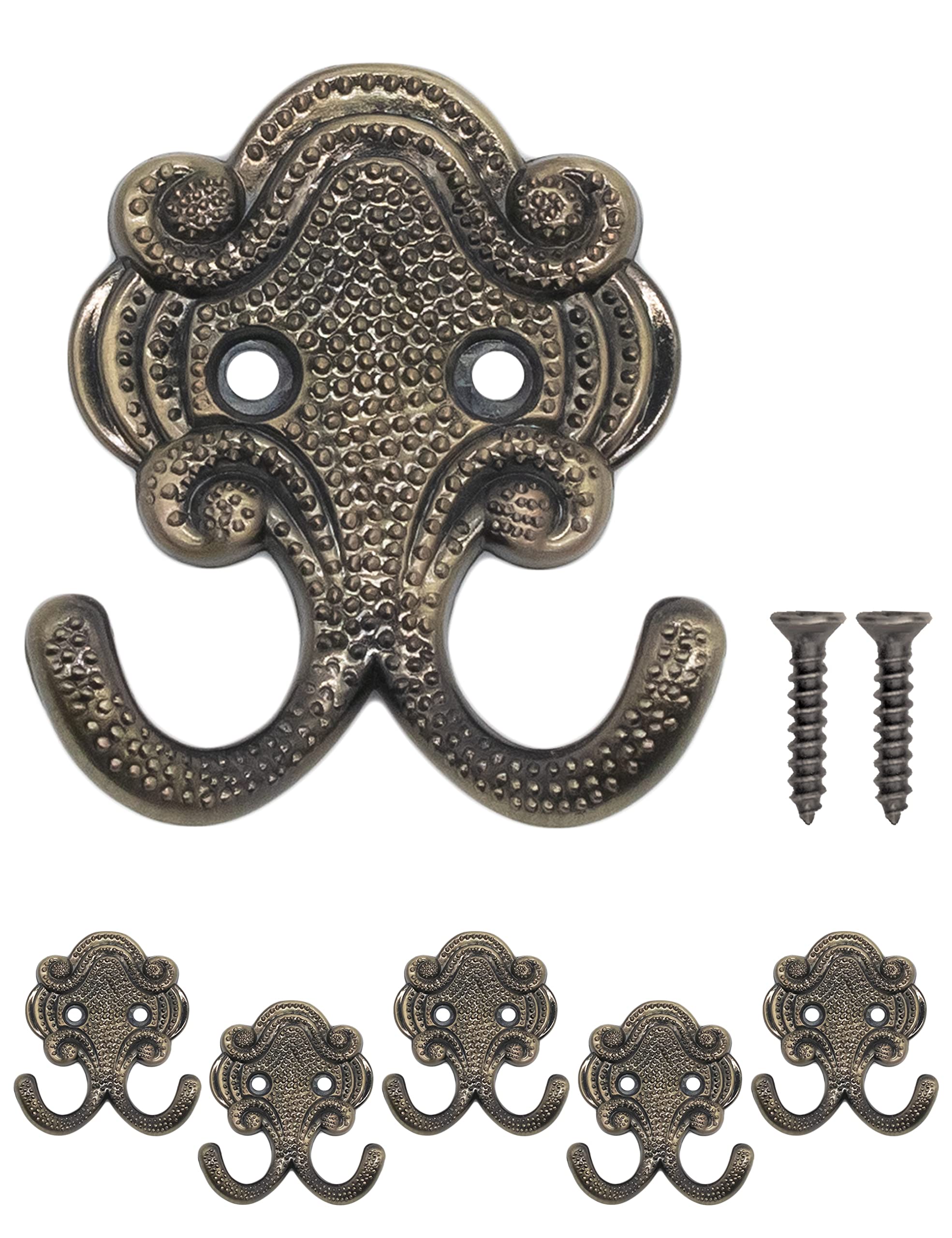 Ganci Appendiabiti In Metallo Massiccio Bronzo Antico - Set Di 5 Pezzi Per Parete, Asciugamani E Vestiti - Foto 8