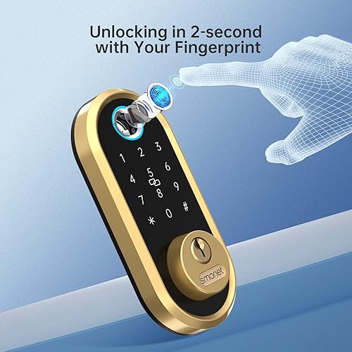 Miniatura 3 de Cerrojo inteligente de SMONET, Cerrojo de seguridad Bluetooth para entrada sin llaves, con huella, electrónico, con cierre desde la aplicación,