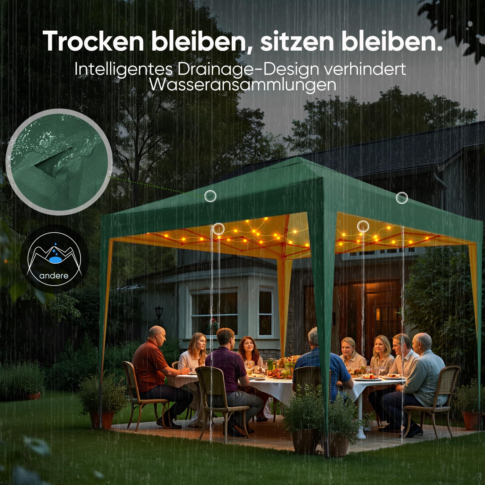 Quictent Paviljoen, waterdicht, vouwpaviljoen, stabiel, winterbestendig