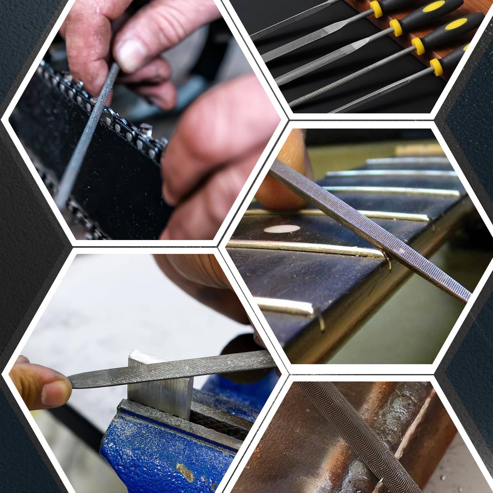 Feilen Set 12 tlg. Feilenset Metall und Holz mit Aufbewahrungstasche Holzfeilen Set Flachfeile Halbrundfeile Rundfeile und 9pcs Nadelfeilen für Holz Metall und Holzbearbeitung Metallfeilen