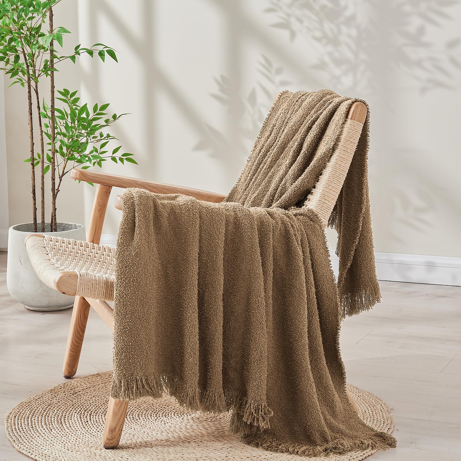 Easeon Überwurfdecke Aus Strick – Weiche Boho-Decke Für Couch & Bett, 129,5x160 Cm, Gemütliche Heimdekoration
