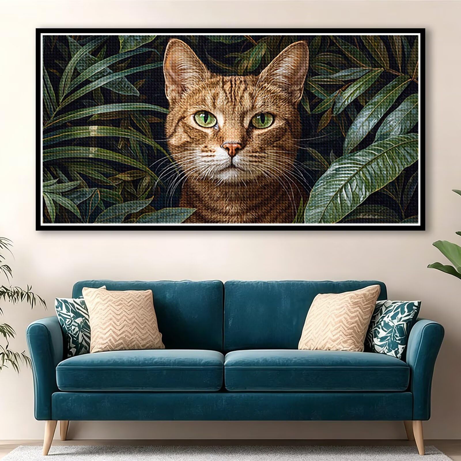 Diamond Painting Grande 120x60cm Gato Diamond Painting Adultos, DIY Animal Pintura de Diamante Manualidades Adultos, 5D Cuadrado Rhinestone Bordado Punto de Cruz para Home Decoration Regalo 0J-355