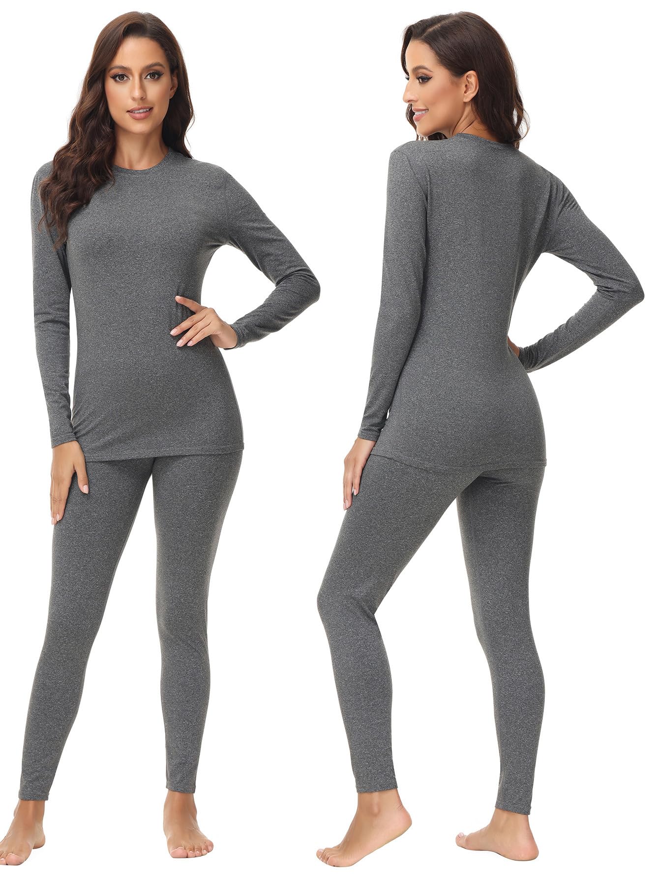 SeocsingThermal Underwear Women Heated Ultra-Soft Long Johns Set Round Neck Thermal Leggings Long Sleeve Sets Pajamas Sets Base Layer with Fleece Lined Winter Warm Top & Bottom for hiking biking Skiing