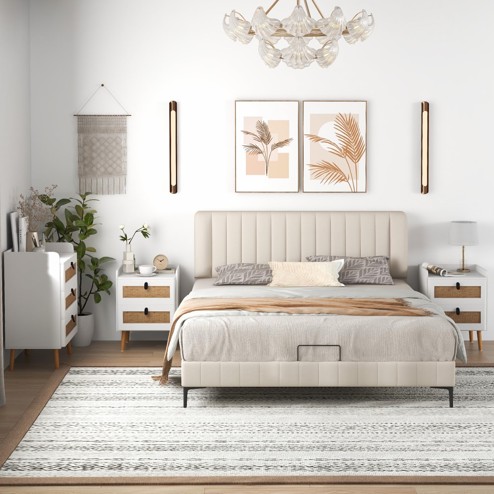 COSTWAY Comodino da Camera da Letto in Legno, 45 x 40 x 57 cm
