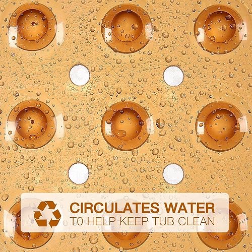 Miniatura 4 de YINENN Tapete para ducha y bañera, antideslizante y sin látex, con ventosas, lavable a máquina, con agujeros de drenaje (31 x 15.5 pulgadas, color