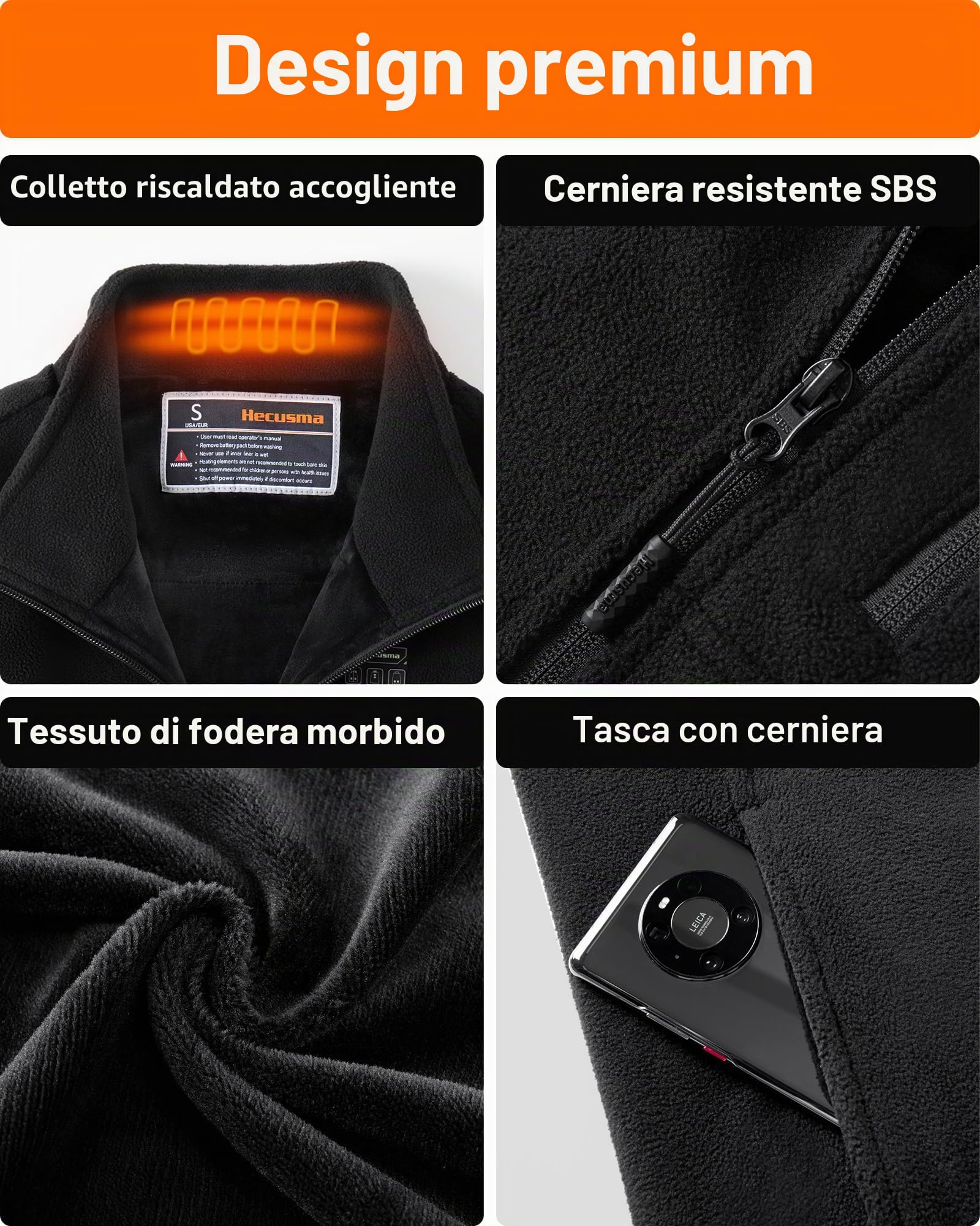 Pile Gilet Riscaldato Uomo con 16000mAh 7.4V Batteria Inclusa, Giubbotto Riscaldante per Uomini, Gilet Riscaldato in Pile per Caccia, Sci e Motociclismo all'Aperto-XL