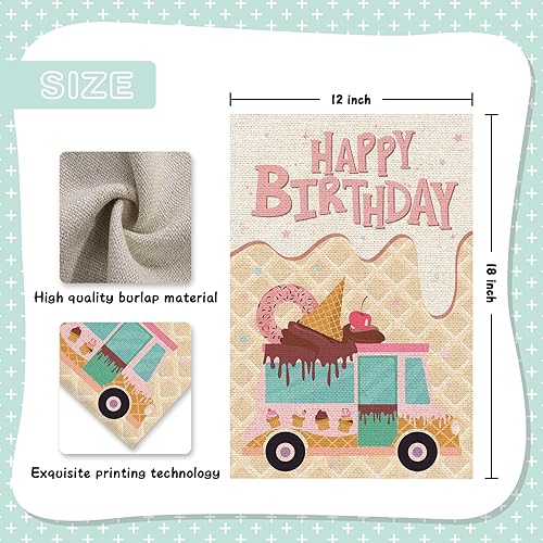 Miniatura 2 de INNORU Bandera de jardín de feliz cumpleaños, letrero de fiesta de cumpleaños para niños y niñas, decoración de césped para interiores y exteriores